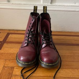 Doc Marten boots, women’s burgundy. Barely worn.